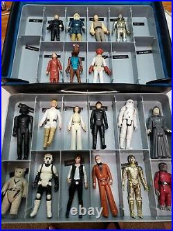 Lot of 19 Figures vintage star wars Leia Luke Vinyl Case Great Shape C3PO Ewok