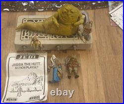 STAR WARS Vintage JABBA THE HUTT 1983 ROTJ Action PLAYSET plus 2 figures