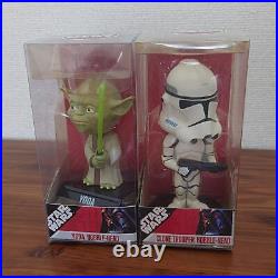 Star Wars Bobblehead Figure Set Yoda and Clone Trooper Vintage Yellowing