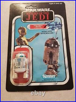 Star Wars ROTJ R2D2 MOC Signed Kenny Baker Figure Vintage Carded Jedi C3PO