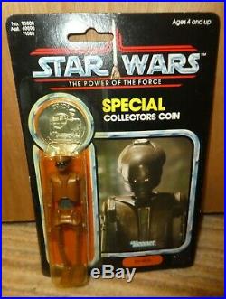 Star wars Vintage last 17 Power Force coin EV 909 figure 1985 carded droid