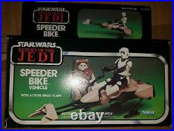 Vintage Star Wars Speeder Bike & Biker Scout Figure Kenner 1983 with Box ROTJ