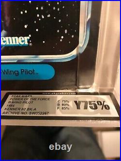 Vintage Star Wars figure 1984 B-wing pilot on 92bk Kenner POTF card UKG Y75