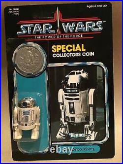 Vintage Style Custom Star Wars POTF Backing Card & Coin R2D2
