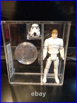 Vintage star wars figures last 17 luke stormtrooper & potf coin ukg 85%